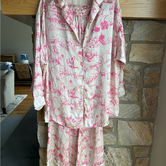NWOT Free People western print pajama set in pink size XL - Picture 8 of 15